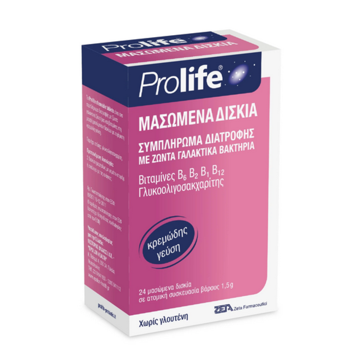 Prolife | Μασώμενα Δισκία Συμπλήρωμα Διατροφής με Ζώντα Γαλακτικά Βακτήρια και Βιταμίνες | 24chew.tabs 