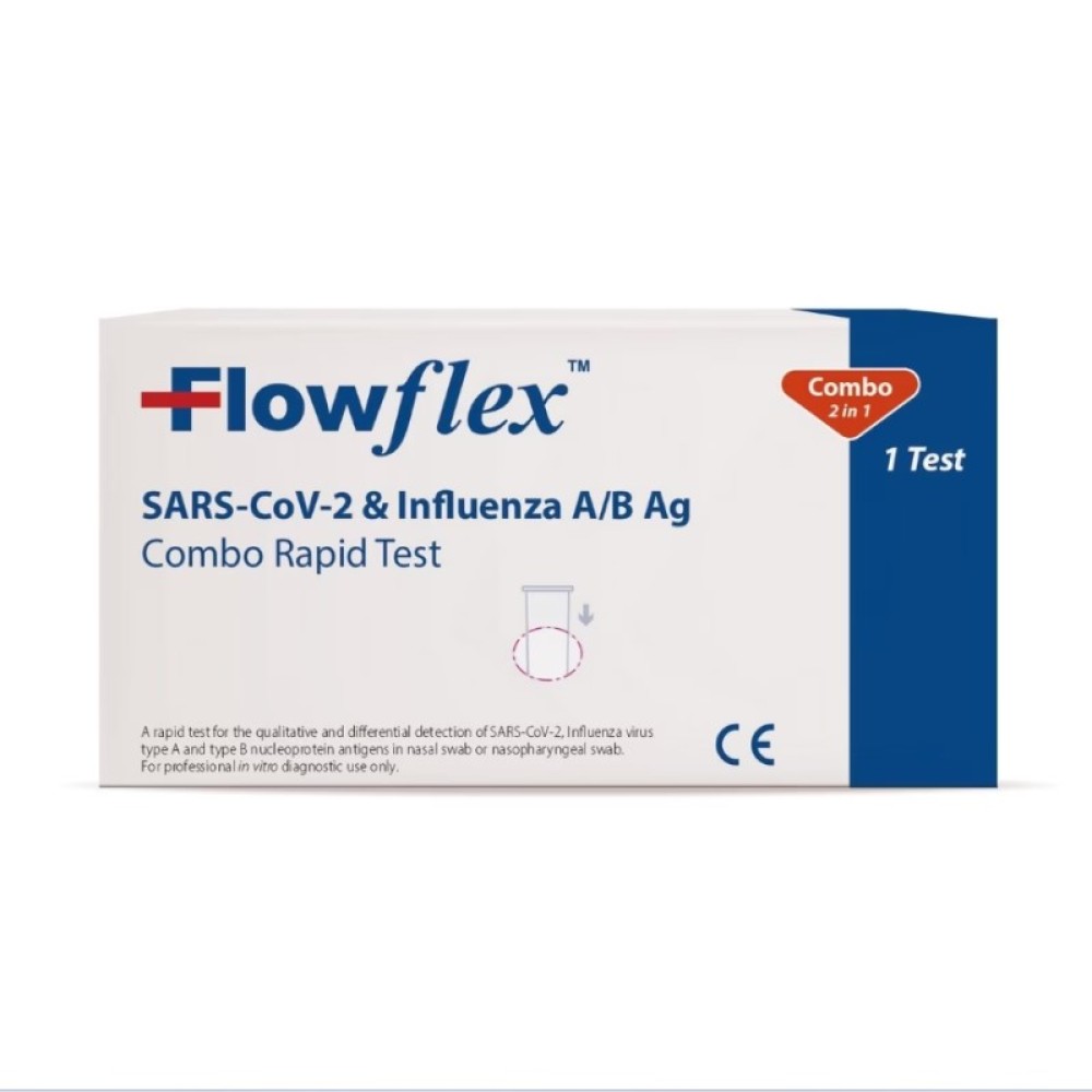 Flowflex SARS-CoV-2  και Influenza A/B Ag | 1τμχ |  Διαγνωστικό Τεστ Ταχείας Ανίχνευσης Αντιγόνων Covid-1 και Γρίπης με Ρινικό Δείγμα