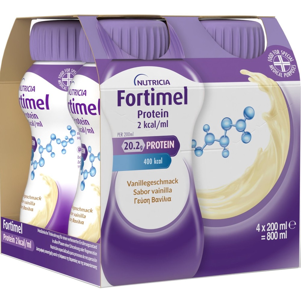Fortimel | Protein 2 Kcal Υπερπρωτεϊνικό Ρόφημα με γεύση Βανίλια | 4x200ml Fortimel | Protein 2 Kcal Υπερπρωτεϊνικό Ρόφημα με γεύση Βανίλια | 4x200ml