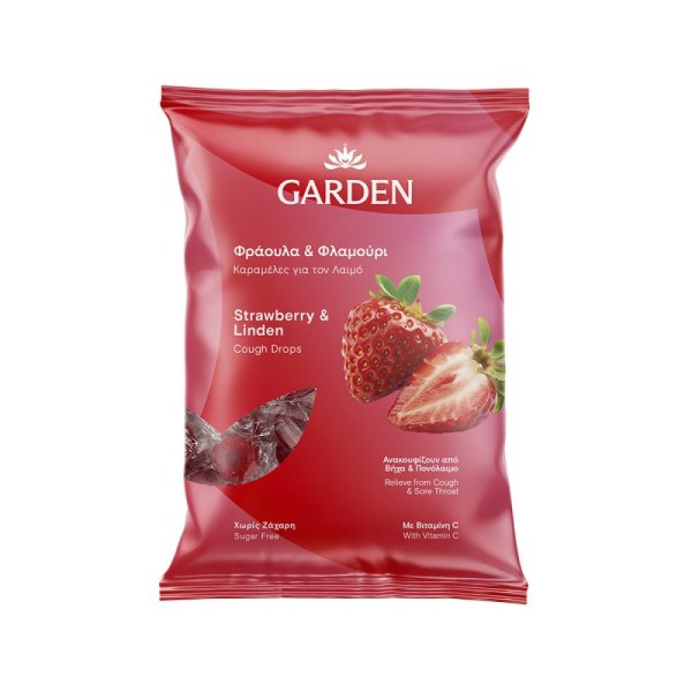 Garden | Καραμέλες για τον Βήχα και τον Πονόλαιμο με Φράουλα & Φλαμούρι | 60g 