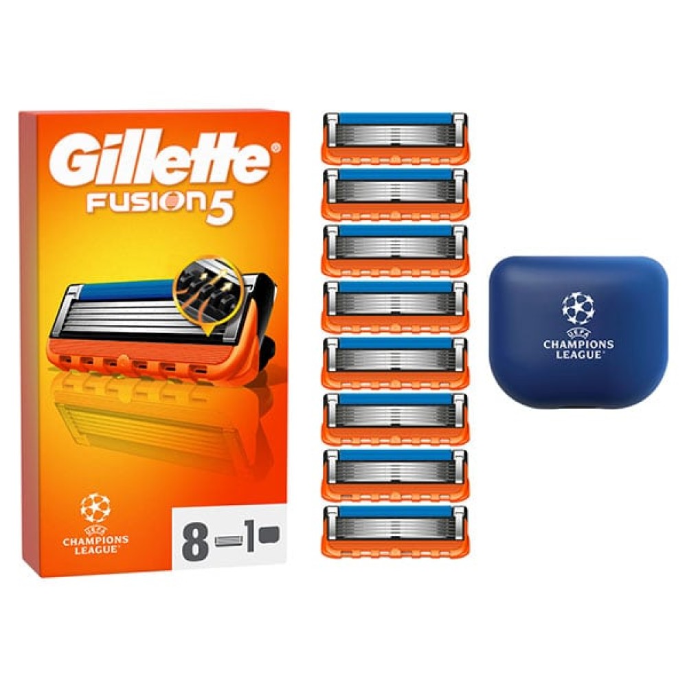 Gillette | Fusion5 Ανταλλακτικές Κεφαλές Ξυριστικής Μηχανής, 8τεμ & Προστατευτικό Κάλυμμα Ταξιδιού |  1σετ