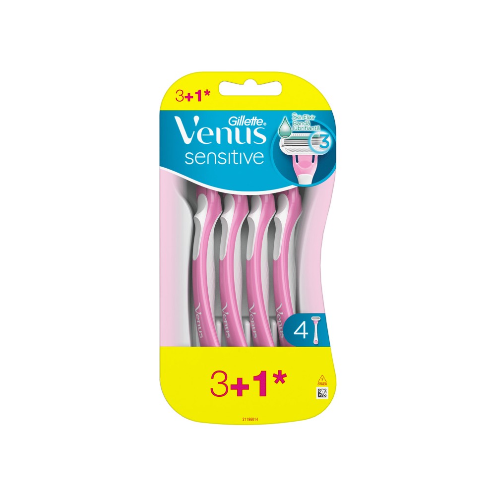 Gillette | Venus Sensitive Ξυραφάκια μιας Χρήσης με 3 Λεπίδες και Λιπαντική Ταινία για Ευαίσθητες Επιδερμίδες | 4τμχ