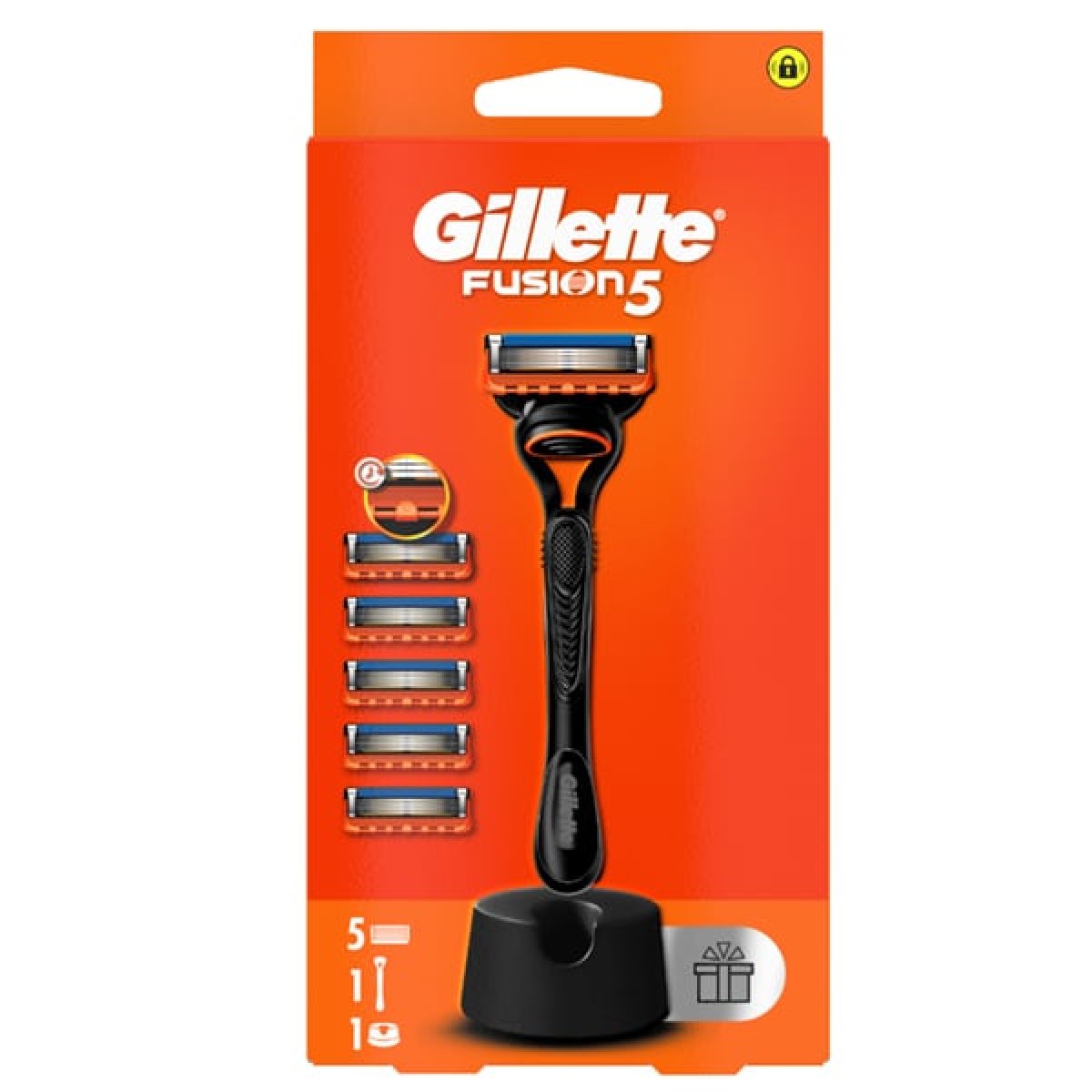 Gillette | Fusion5 Ξυριστική Μηχανή, Ανταλλακτικές Κεφαλές, 5τεμ & Δώρο Βάση Στήριξης | 1σετ