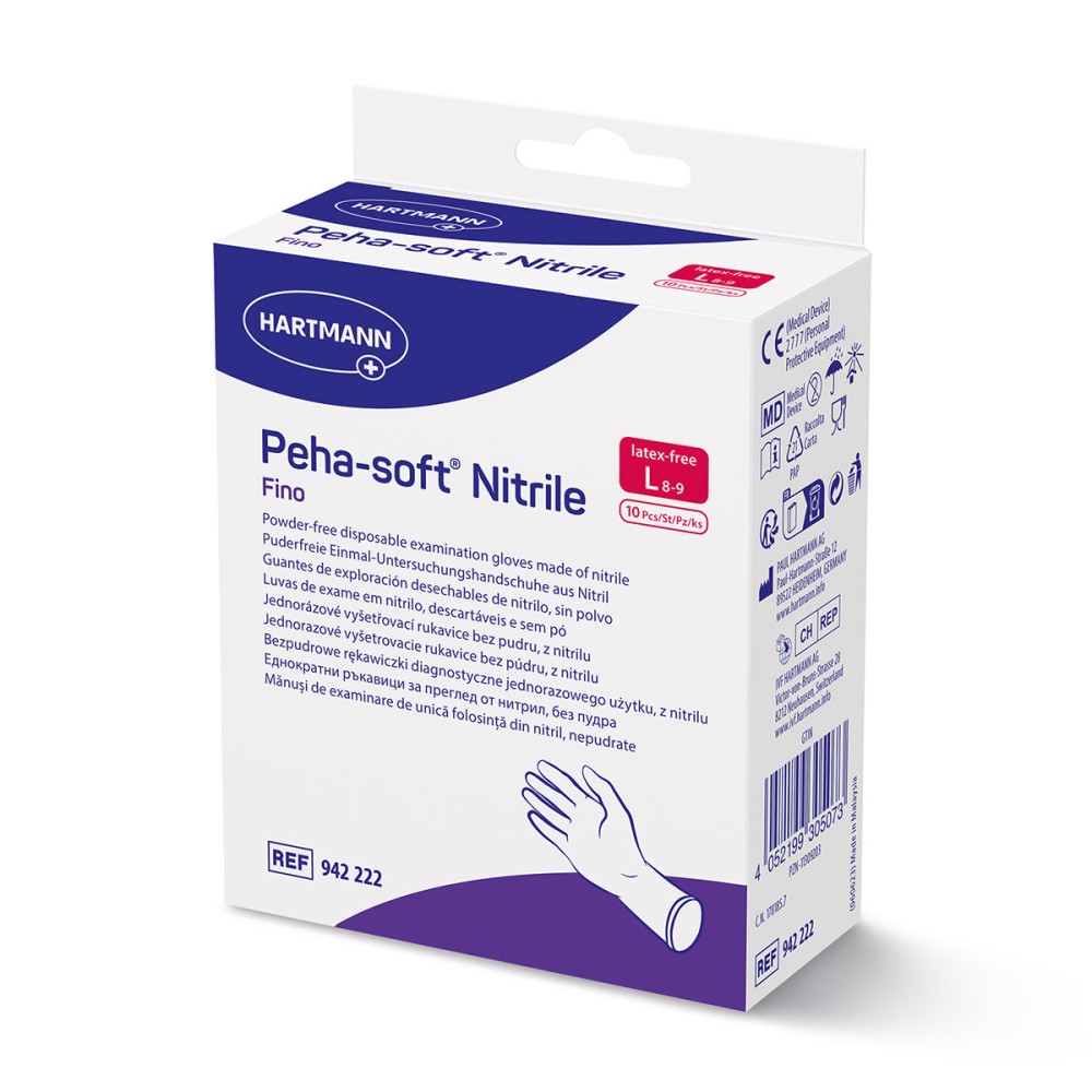 Hartmann | Peha-Soft Nitrile Fino Γάντια Νιτριλίου Χωρίς Πούδρα Large | 10τμχ 