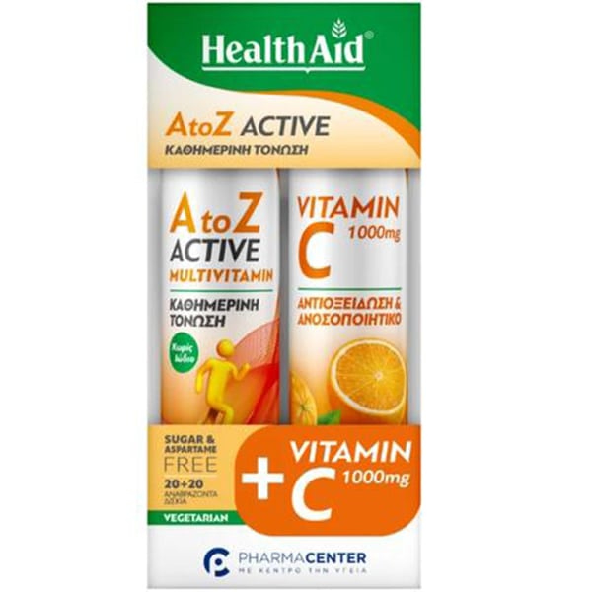 Health Aid | Promo Pack A to Z Active & Vitamin C 1000mg | 2x20eff.tabs