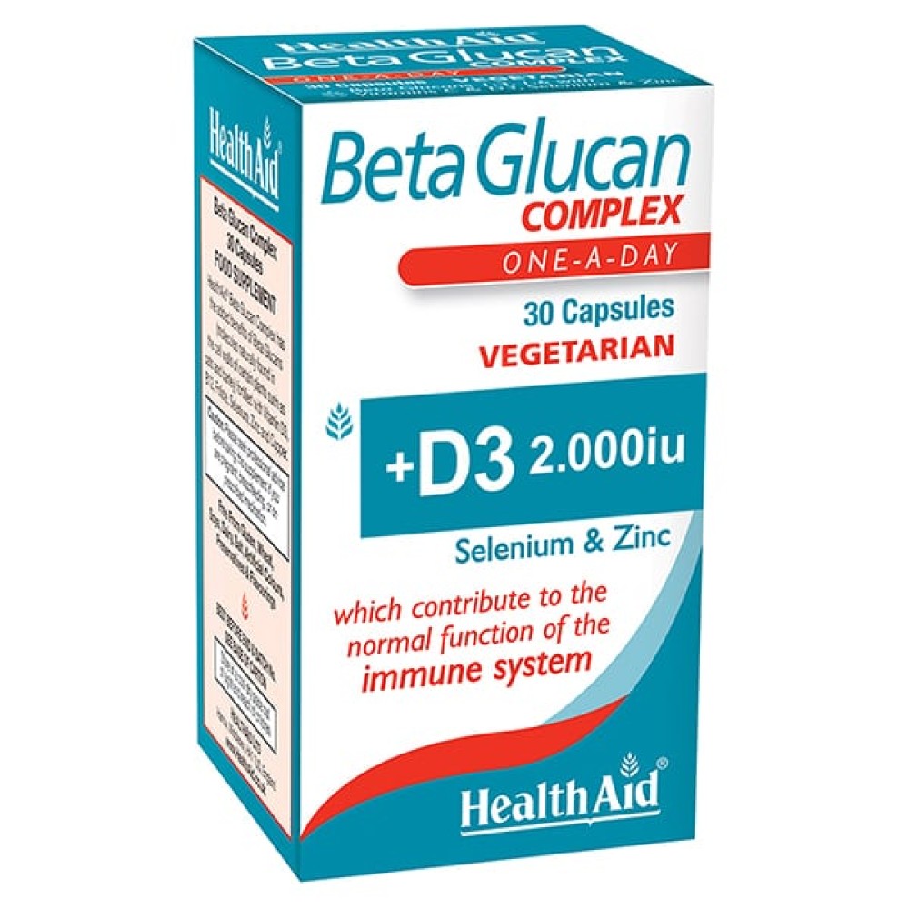 Health Aid | BetaGlucan Complex Συμπλήρωμα Διατροφής Για Την Ενίσχυση Του Ανοσοποιητικού | 30 Φυτικές Κάψουλες 