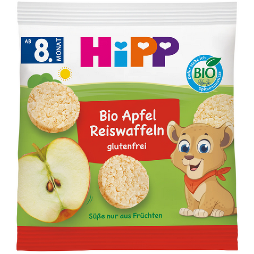 Hipp | Παιδικό Ρυζογκοφρετάκι Μήλου Από Τον 8ο Μήνα | 35gr