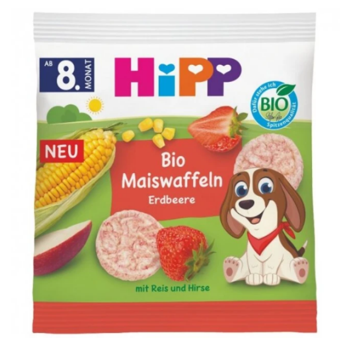 HiPP | Bio Γκοφρετάκια Καλαμποκιού με γεύση Φράουλας για 8m+ | 23g