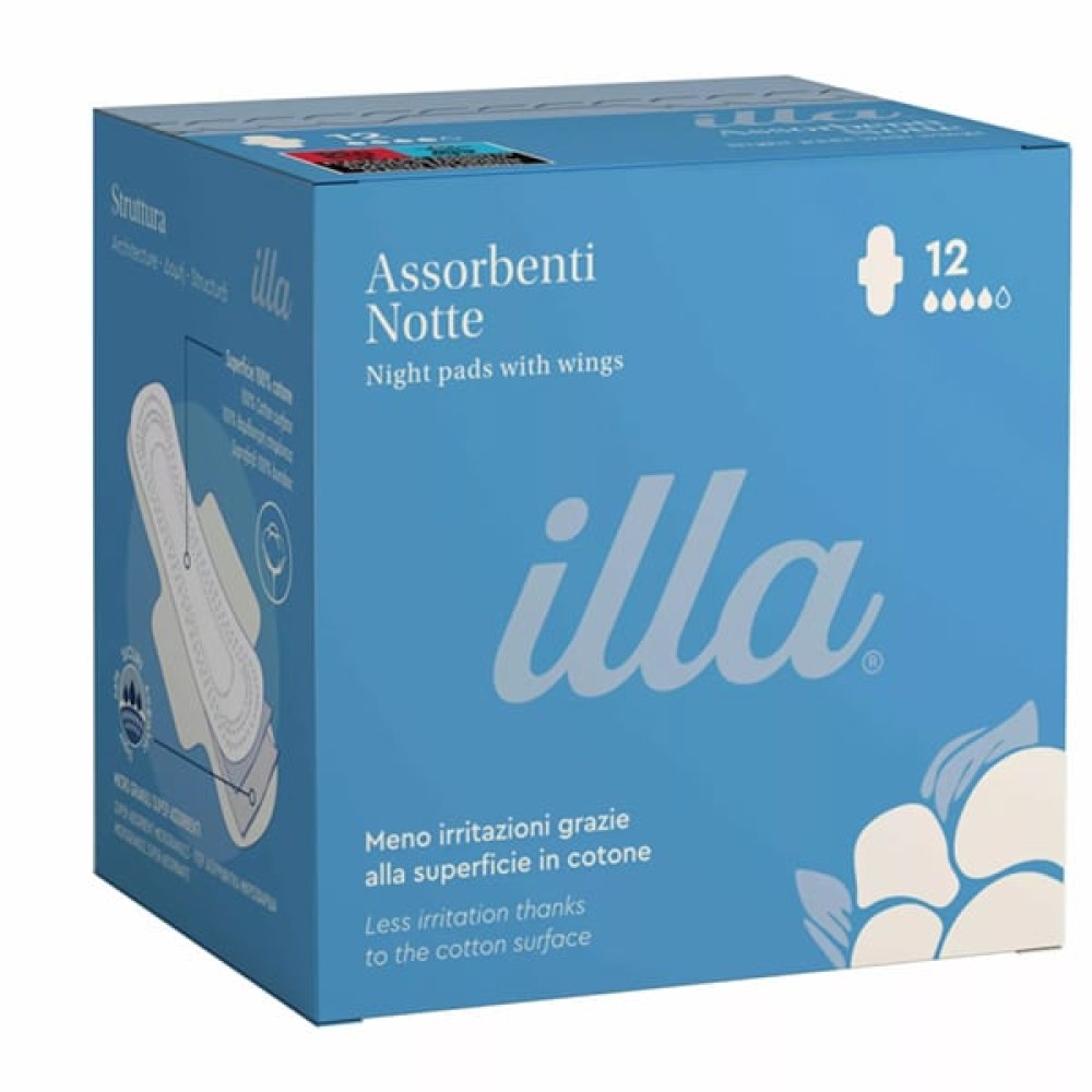 Illa Care | Cotton Σερβιέτες Νύχτας με Φτερά | 12τεμ