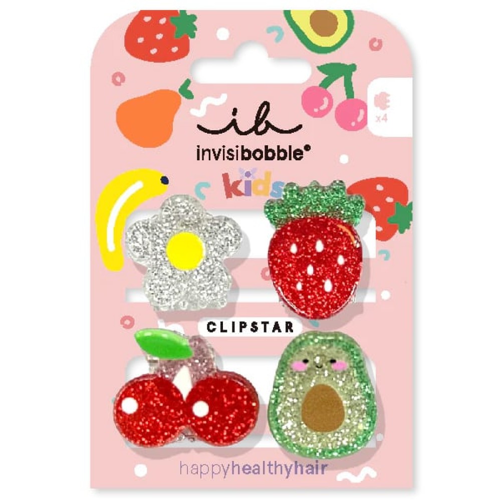 Invisibobble | Clipstar Kids Frutti Fun Παιδικά Τσιμπιδάκια Μαλλιών | 4τεμ