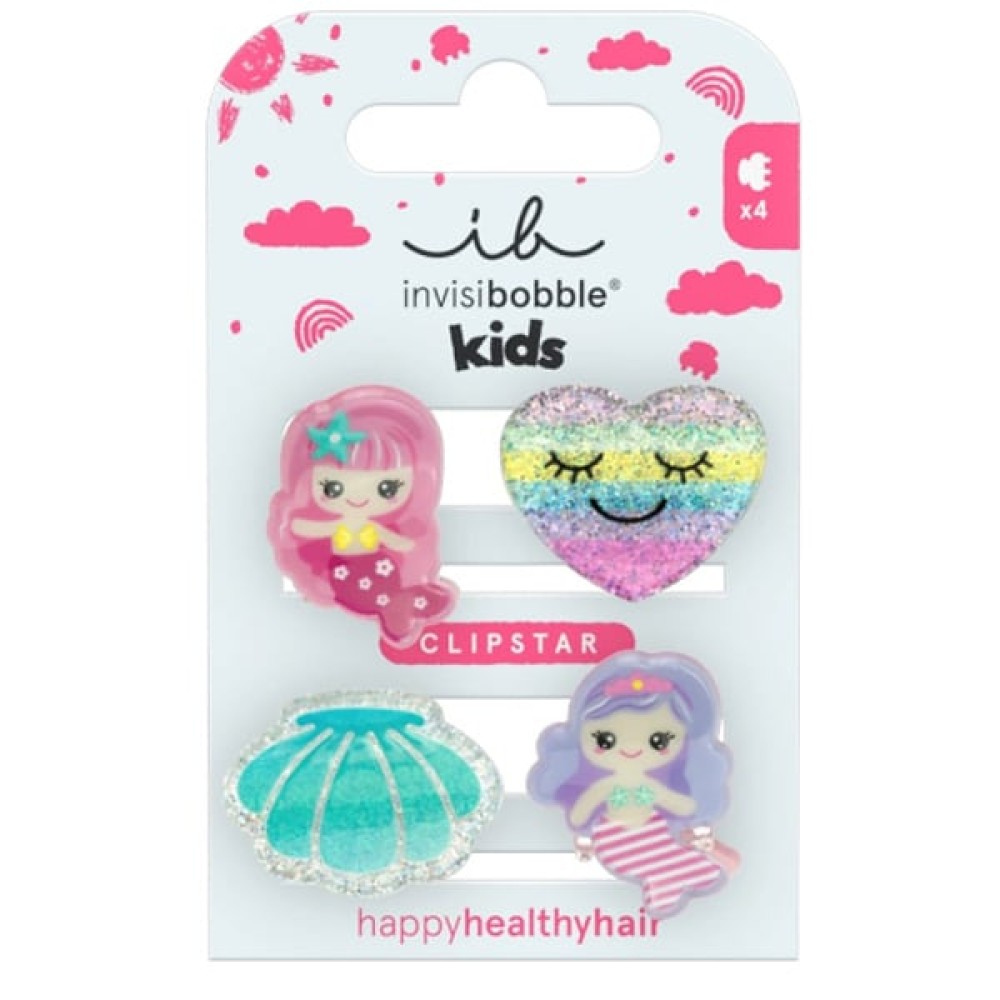 Invisibobble | Clipstar Kids Mermaid Dreams Παιδικά Τσιμπιδάκια Μαλλιών | 4τεμ
