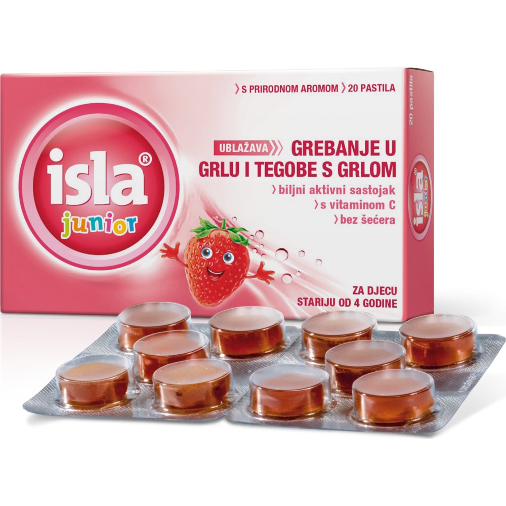 Isla | Junior Παιδικές Καταπραϋντικές Παστίλιες για το Λαιμό με Γεύση Φράουλα | 20τμχ