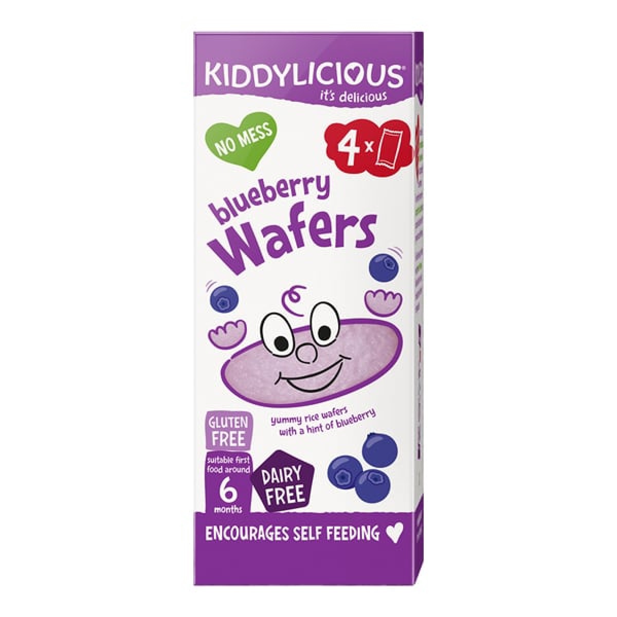 Kiddylicious | Bluebery Wafers 4g | Ρυζογκοφρέτα Μύρτιλο | 4τμχ