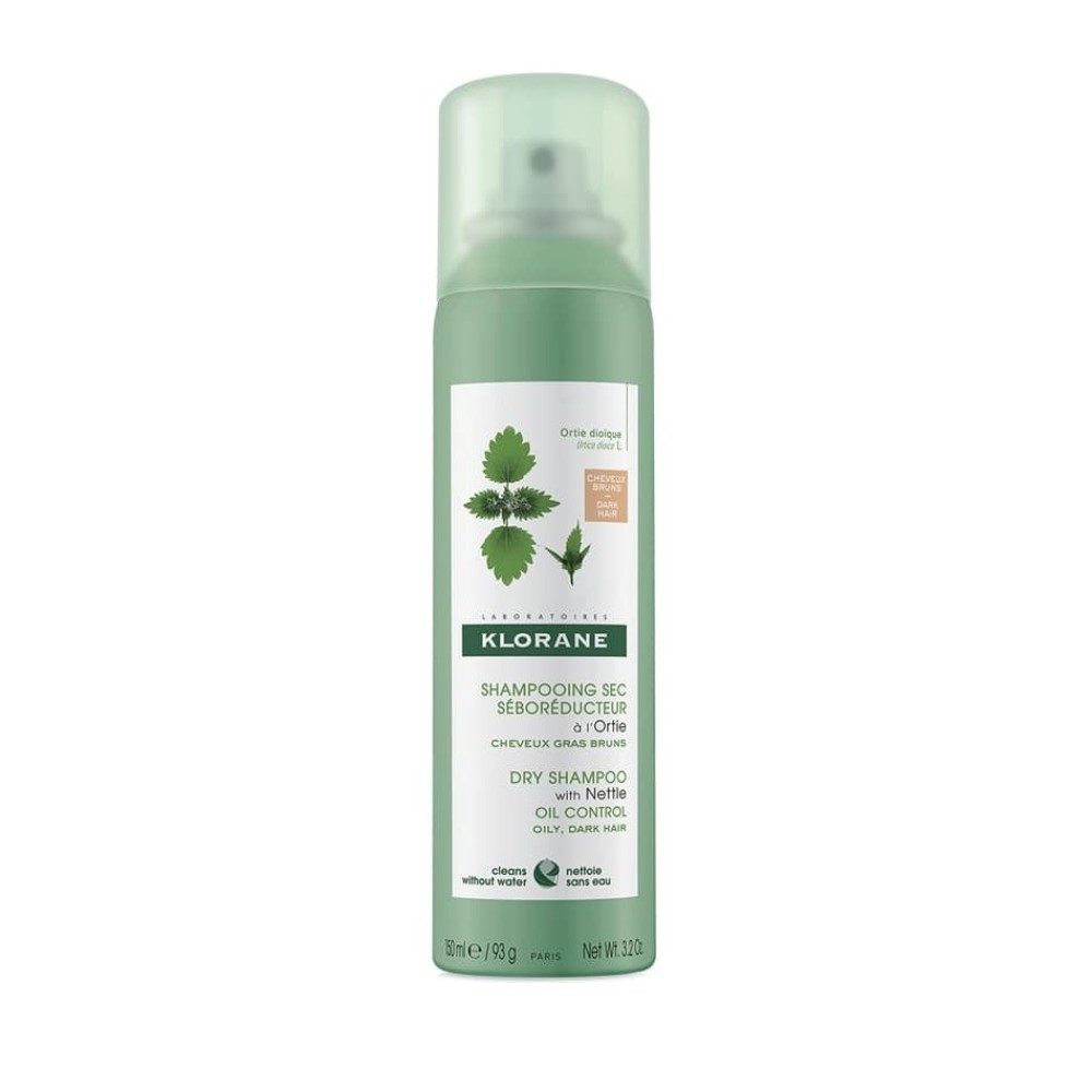 Klorane | Dry Shampoo Ξηρό Σαμπουάν με Γαλάκτωμα Τσουκνίδας για Λιπαρά Κασταν΄ά/Μαύρα Μαλλιά | 150ml