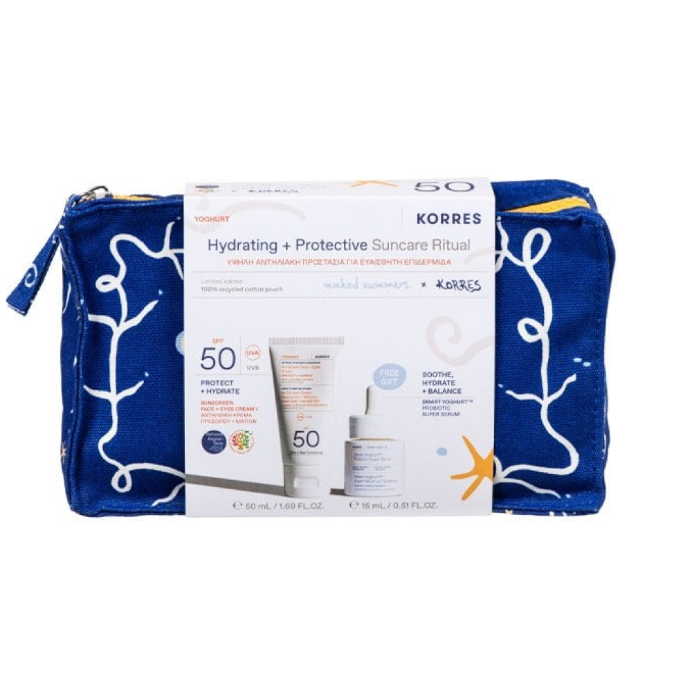 Korres | Promo Yoghurt Sunscreen Face & Eyes Cream Spf50, 50ml & Δώρο Smart Probiotic Super Serum 15ml & Νεσεσέρ  | 1 set