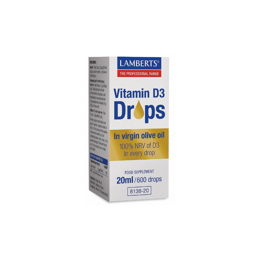 Lamberts | Vitamin D3 Drops | Συμπλήρωμα Διατροφής σε Παρθένο Ελαιόλαδο | 20ml / 600drops
