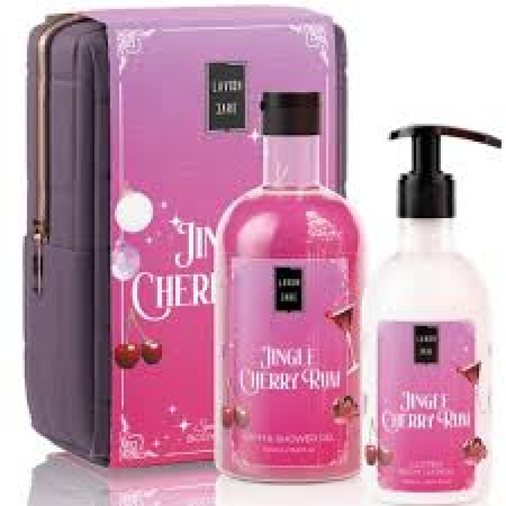 Lavish Care | XMAS Promo Jingle Cherry Rum Aφρόλουτρο, 500ml, Glitter Γαλάκτωμα Σώματος, 300ml & Δώρο Νεσεσέρ | 1σετ