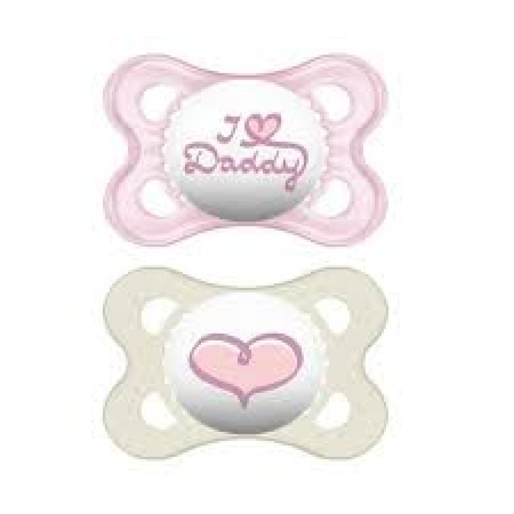 Mam | I Love Mummy & Daddy 115S | Πιπίλα Σιλικόνης 2-6 Μηνών - Ροζ | 2 τεμ.