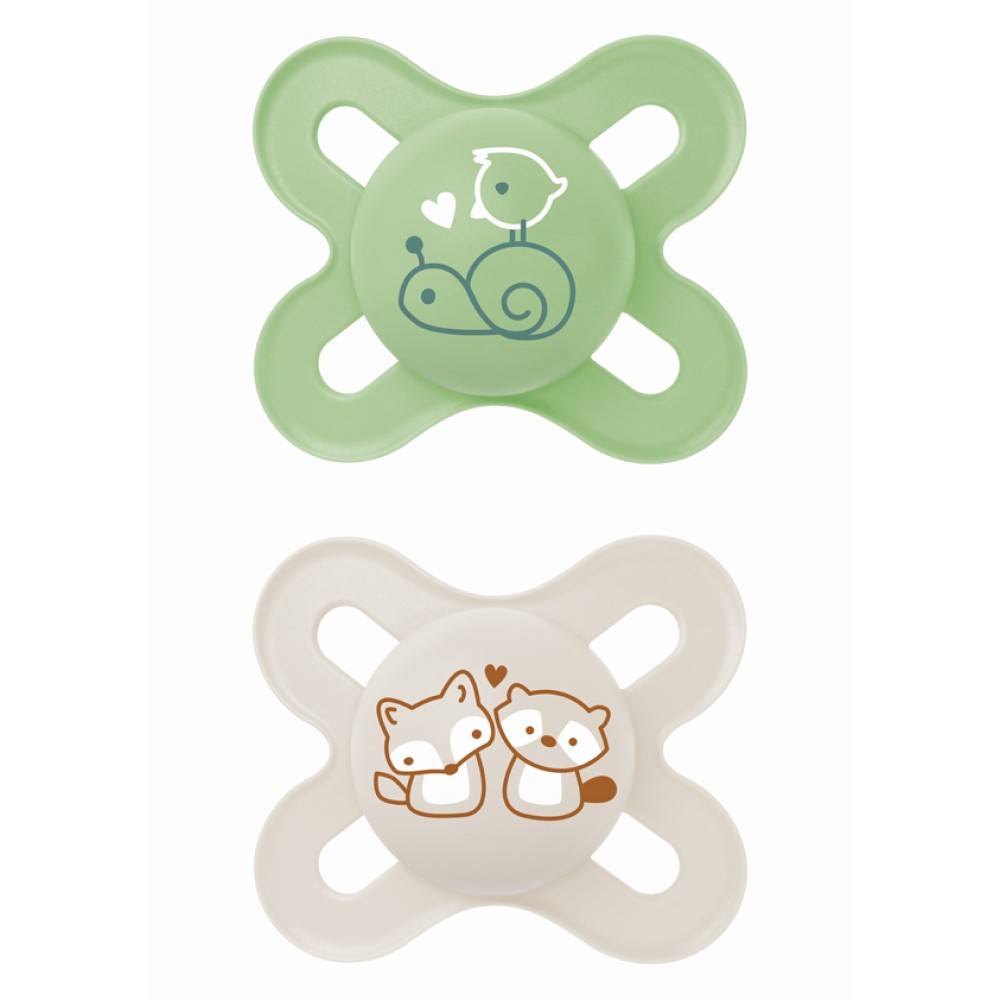 Mam | Πιπίλα Start Σιλικόνης 0-2 μηνών - Unisex – Πράσινο | 2τμχ