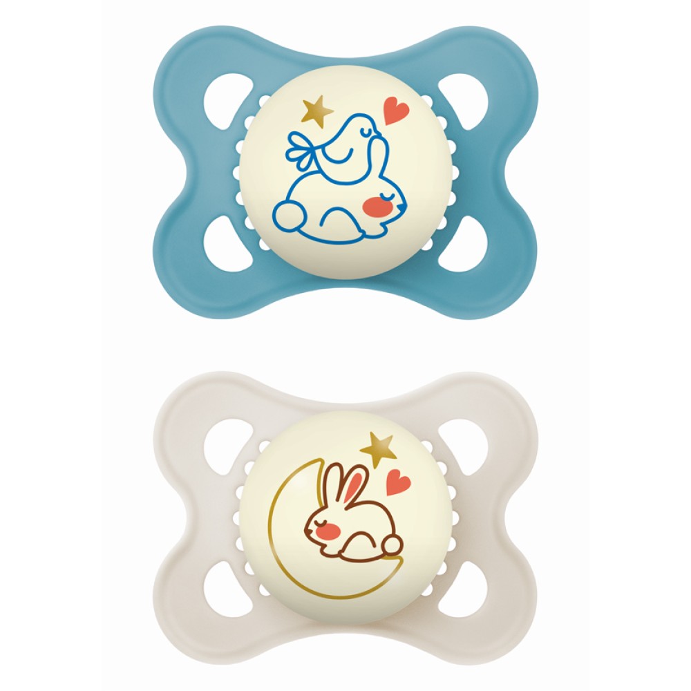 Mam | Πιπίλα Original Night Σιλικόνης 2-6 μηνών - Boy - Μπλε | 2τμχ 