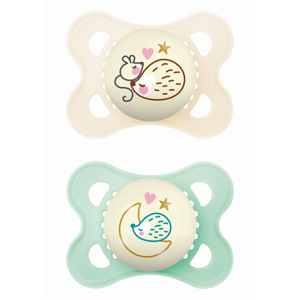 Mam | Πιπίλα Original Night Σιλικόνης 2-6 μηνών - Unisex – Κρεμ | 2 τμχ 