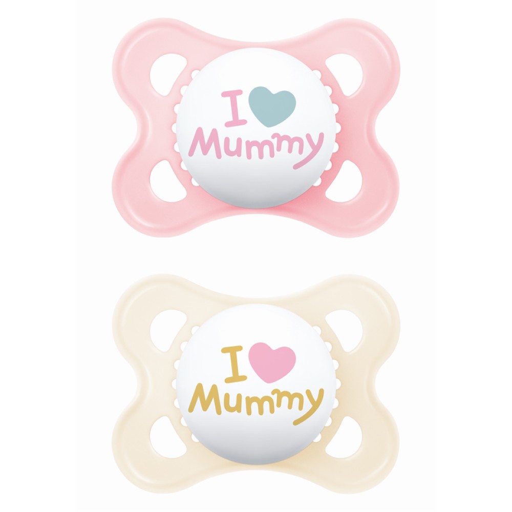 Mam | Πιπίλα Ι Love Mummy & Daddy Σιλικόνης 2-6 μηνών - Girl – Ροζ | 2τμχ