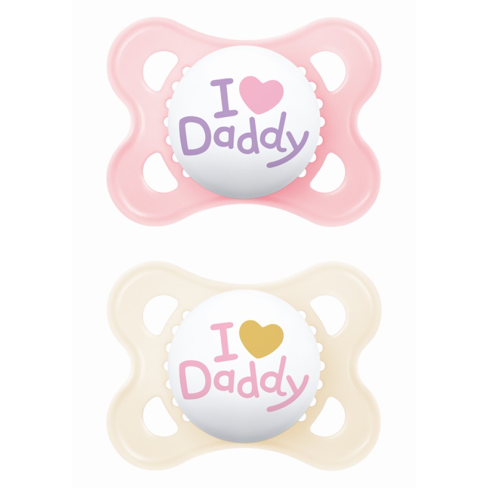 Mam | Πιπίλα Ι Love Mummy & Daddy Σιλικόνης 2-6 μηνών - Girl - Ροζ ανοιχτό | 2τμχ