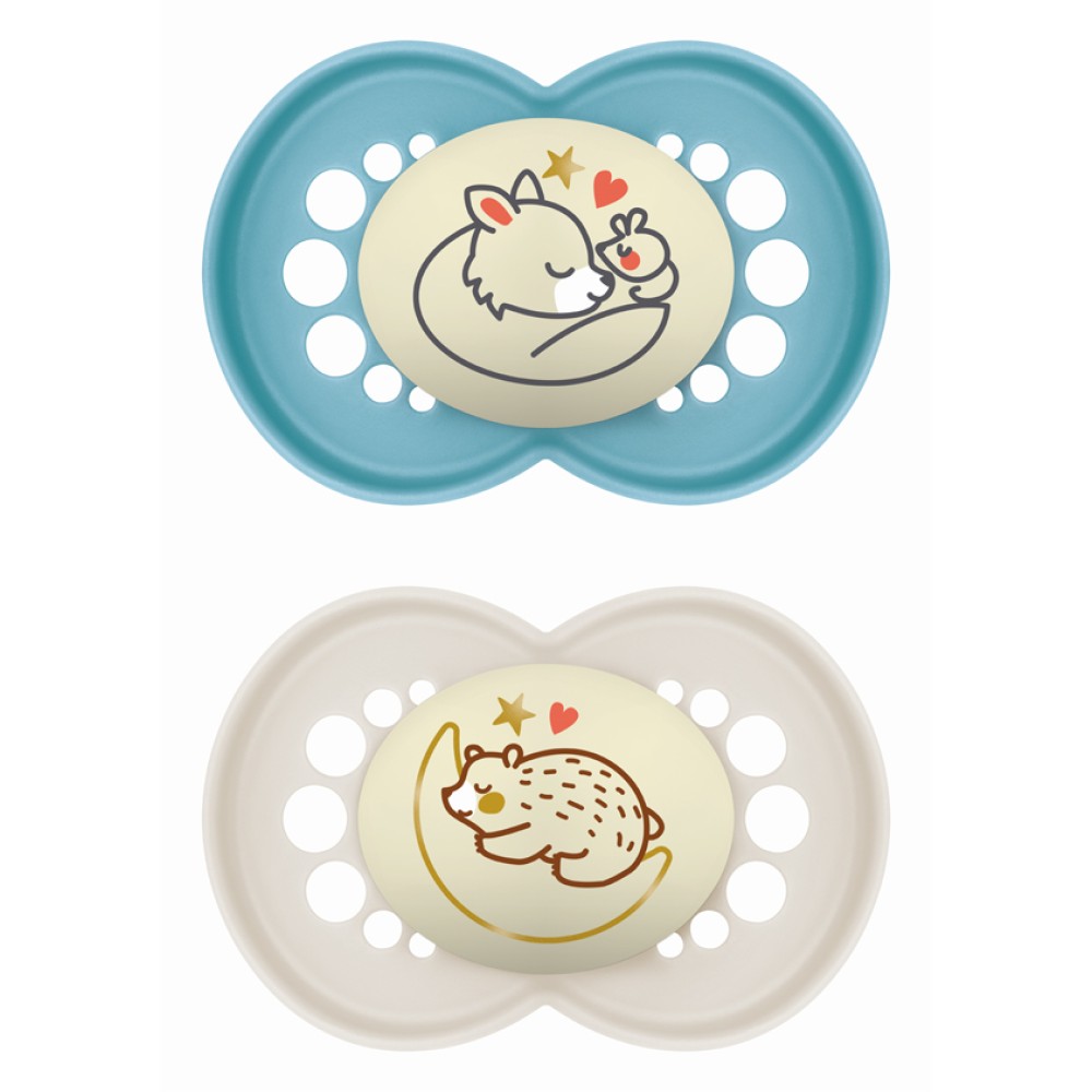 Mam | Πιπίλα Original Night Σιλικόνης 6-16 μηνών - Boy - Μπλε | 2τμχ