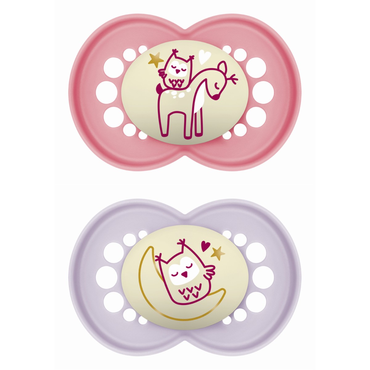 Mam | Πιπίλα Original Night Σιλικόνης 6-16 μηνών - Girl – Ροζ | 2τμχ