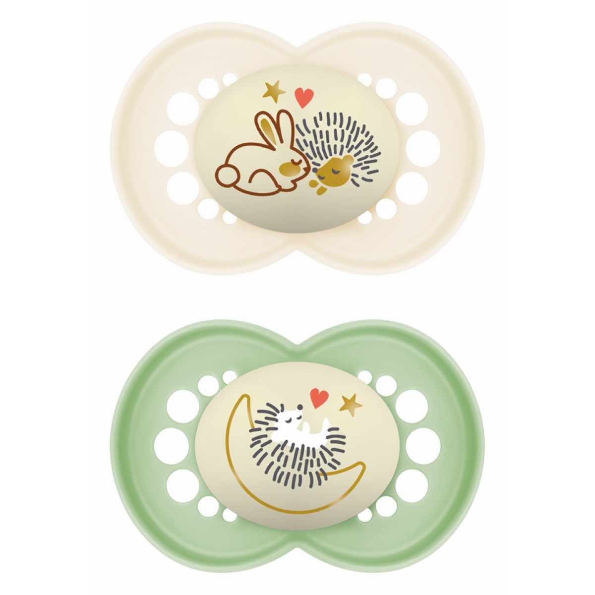 Mam | Πιπίλα Original Night Σιλικόνης 6-16 μηνών - Unisex – Πράσινο | 2τμχ