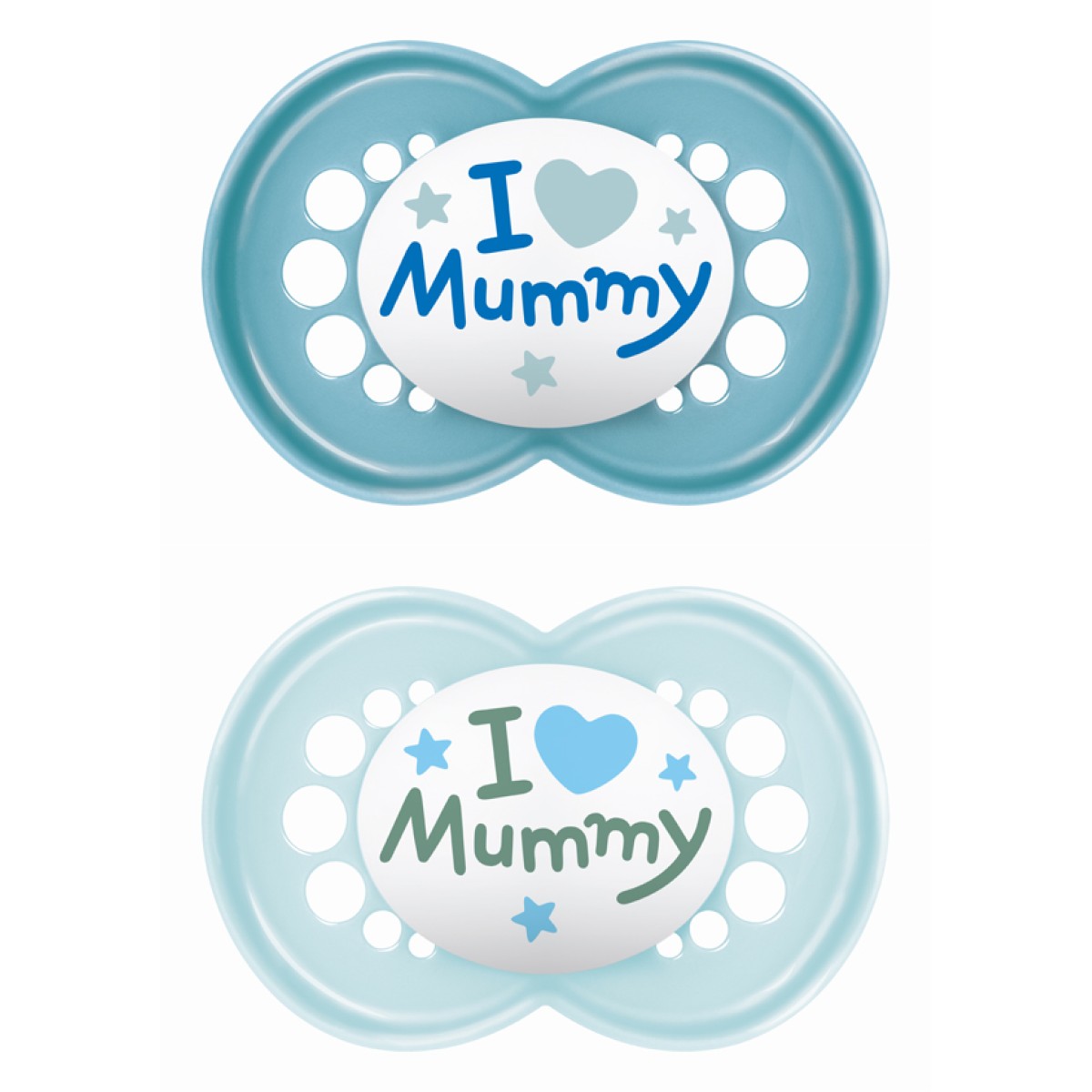Mam | Πιπίλα Ι Love Mummy & Daddy Σιλικόνης 6-16 μηνών - Boy – Γαλάζιο | 2τμχ
