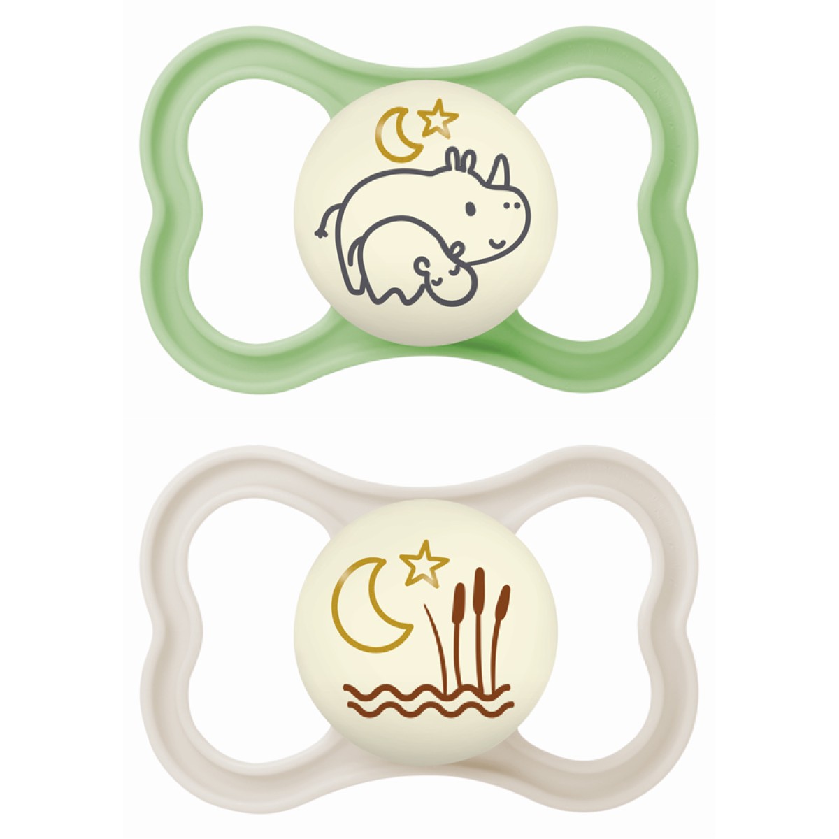 Mam | Πιπίλα Air Night Σιλικόνης 6-16 μηνών - Unisex – Πράσινο | 2τμχ
