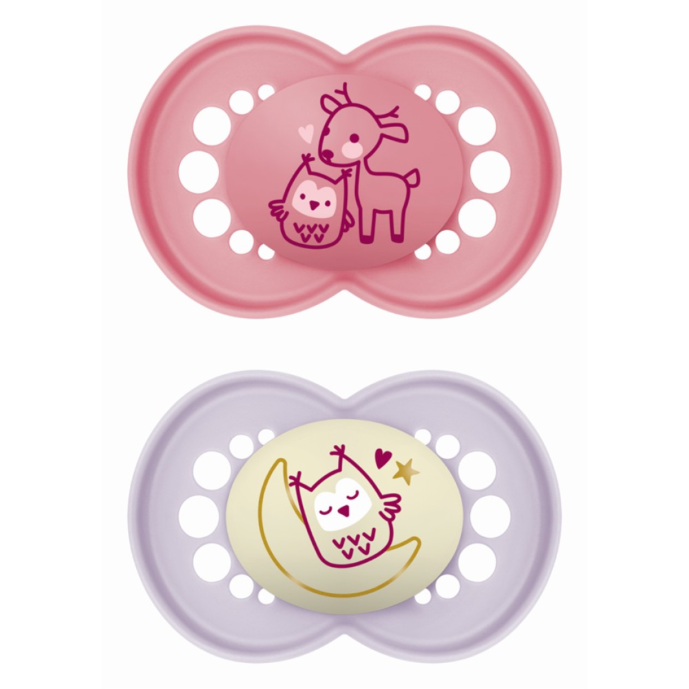 Mam | Σετ Πιπίλες Day & Night 16+ μηνών - Girl – Ροζ | 2τμχ