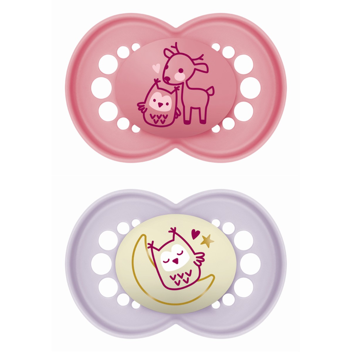 Mam | Σετ Πιπίλες Day & Night 16+ μηνών - Girl – Ροζ | 2τμχ