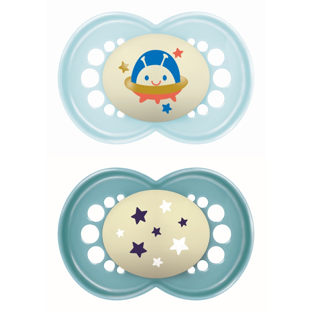 Mam | Πιπίλα Original Night Σιλικόνης 16+ μηνών - Boy – Γαλάζιο | 2τμχ 