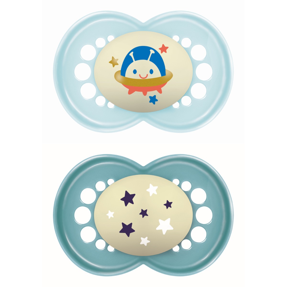 Mam | Πιπίλα Original Night Σιλικόνης 16+ μηνών - Boy – Γαλάζιο | 2τμχ 