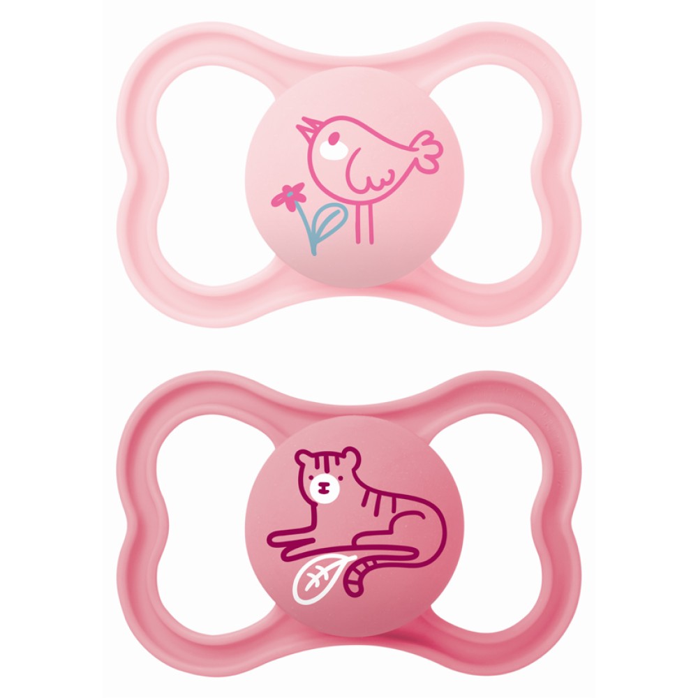 Mam | Πιπίλα Air Σιλικόνης 16+ μηνών - Girl – Ροζ | 2τμχ