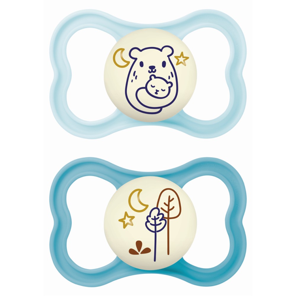 Mam | Πιπίλα Air Night Σιλικόνης 16+ μηνών - Boy – Γαλάζιο | 2τμχ