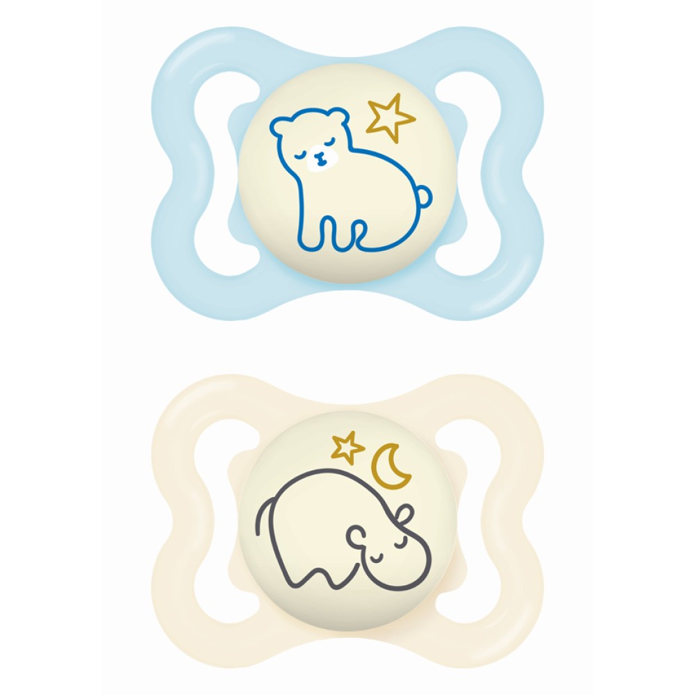  Mam | Πιπίλα Supreme Night Σιλικόνης 2-6 μηνών - Boy – Γαλάζιο | 2 τμχ 