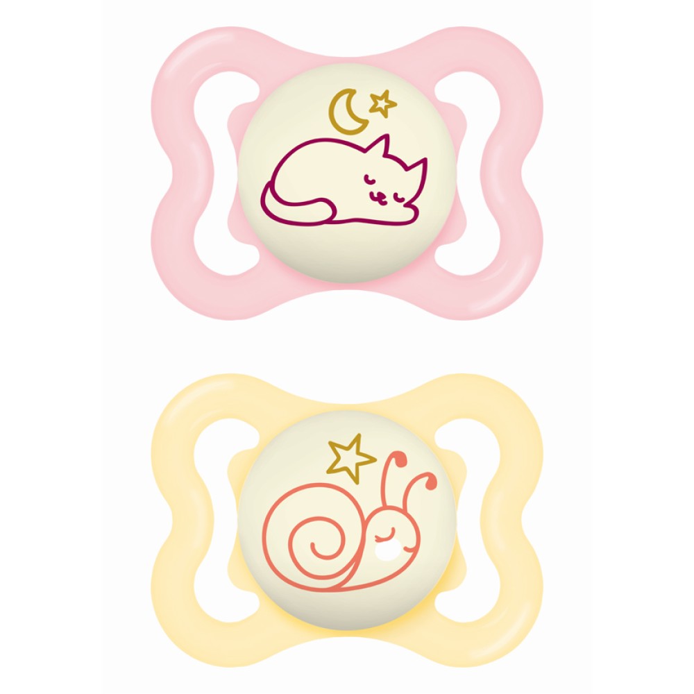 Mam | Πιπίλα Supreme Night Σιλικόνης 2-6 μηνών - Girl – Ροζ | 2 τμχ 