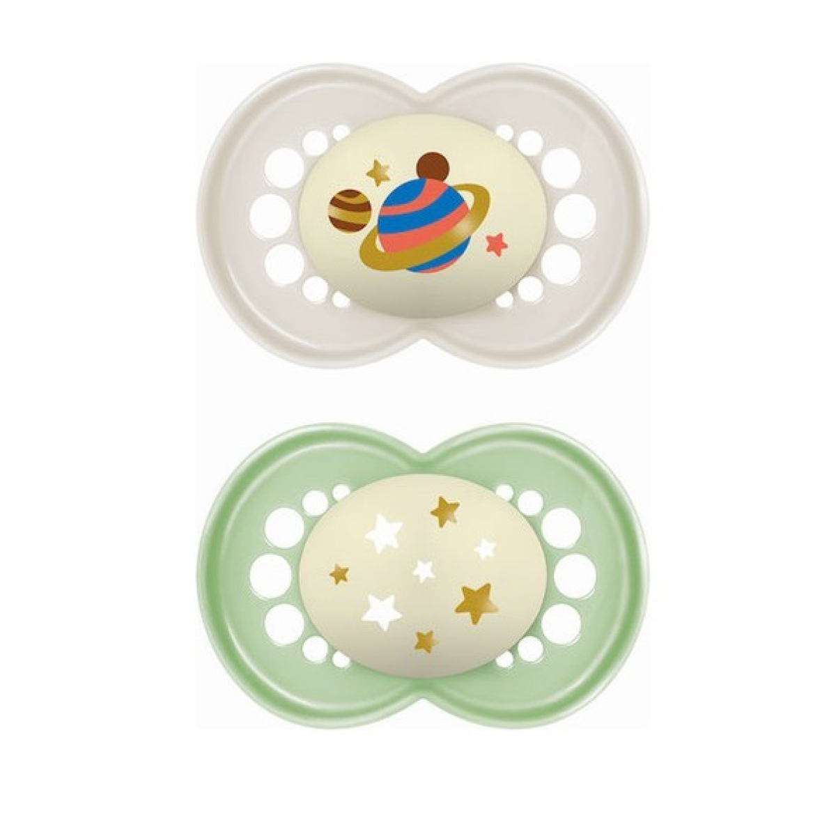 Mam | Original Night Πιπίλες Σιλικόνης 16+ Μπεζ-Πράσινο | 2τμχ 