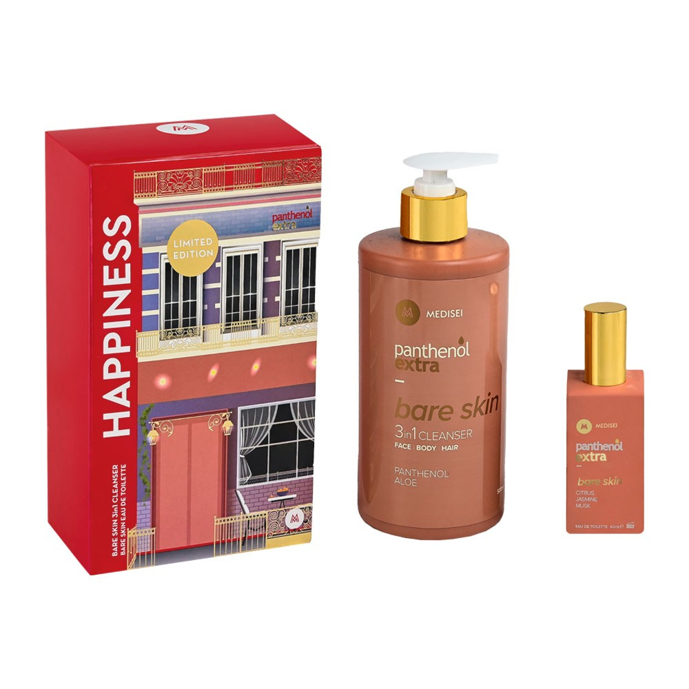 Panthenol Extra | Happiness | Promo Bare Skin 3 in 1 Cleanser Αφρόλουτρο Σαμπουάν  500ml | & Eau De Toilette Άρωμα  50ml