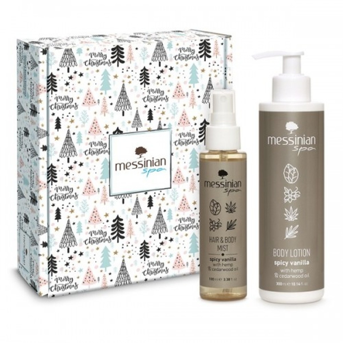 Messinian Spa | Christmas Box Spicy Vanilla with Body Lotion 300ml & Hair & Body Mist 100ml 