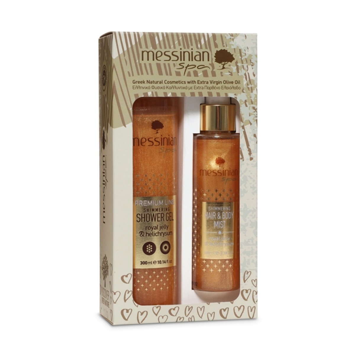 Messinian Spa | Promo Premium Line Shimering Shower Gel with Royal Jelly & Helichrysum 300ml & Hair & Body Mist 100ml 