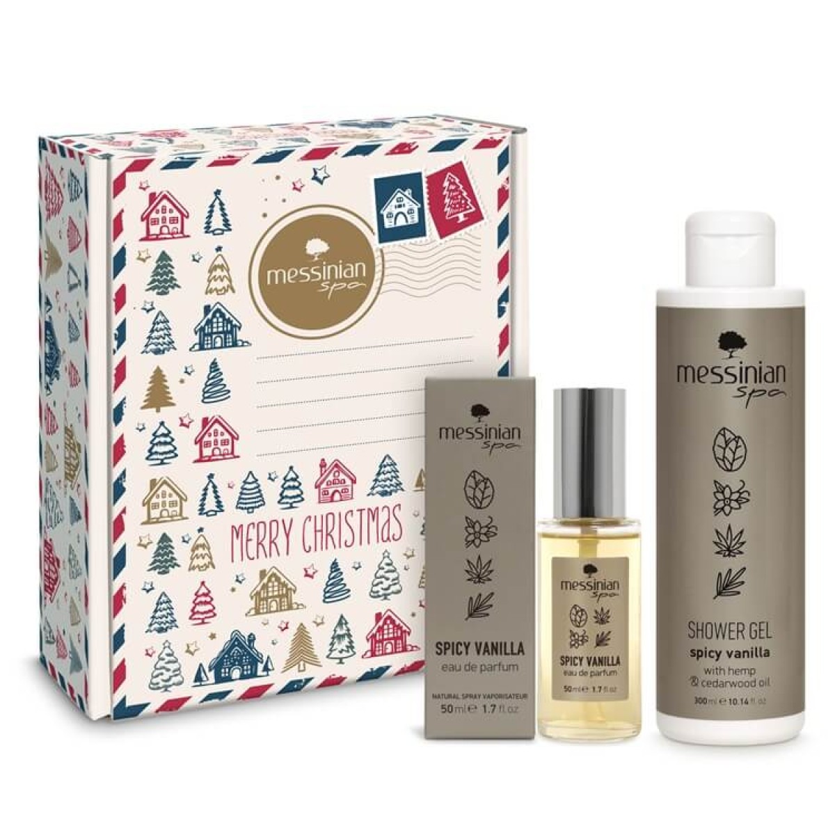 Messinian Spa | Promo Xmas Box Spicy Vanilla Eau De Parfum Γυναικείο Άρωμα 50ml & Shower Gel 300ml 