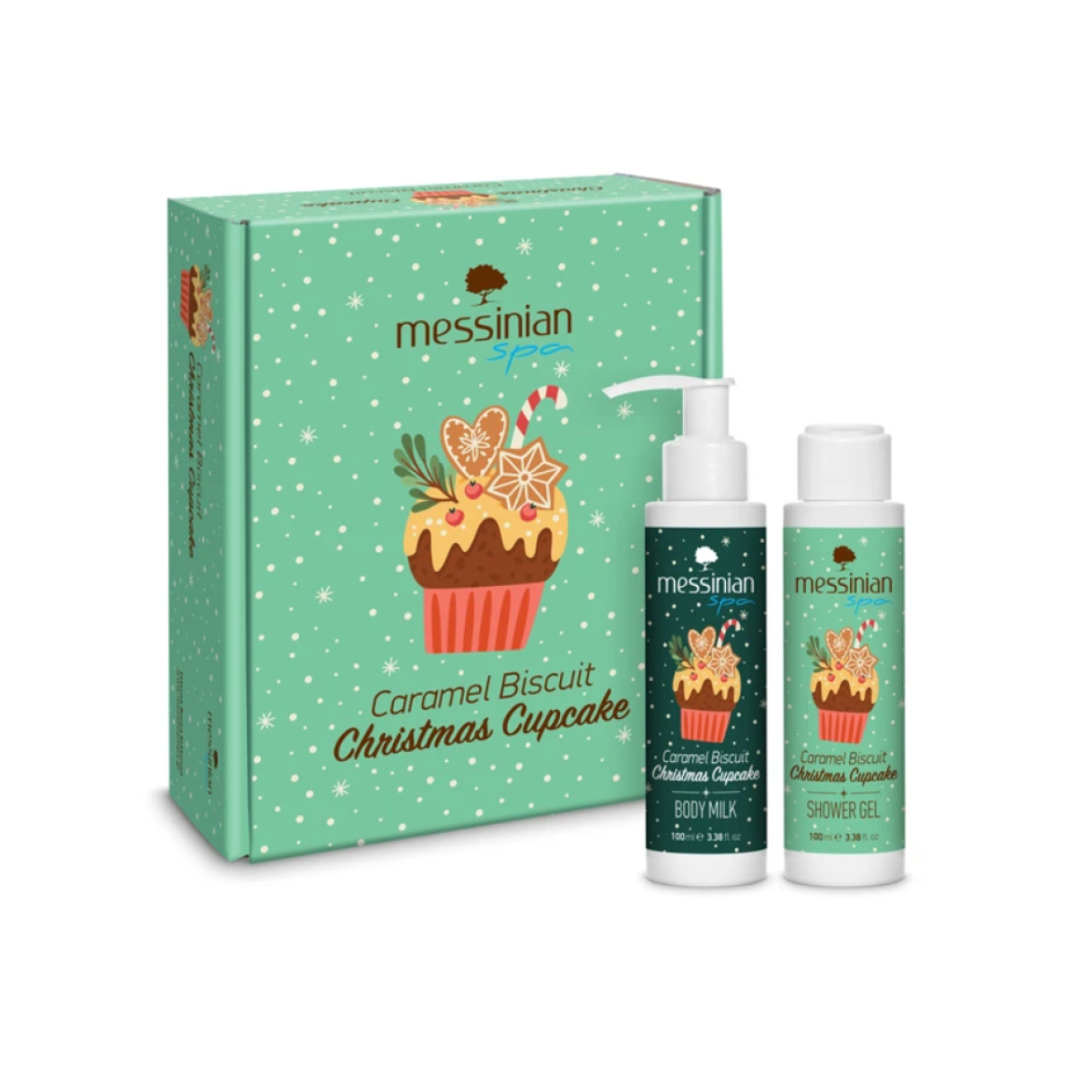 Messinian Spa | Promo Caramel-Biscuit Christmas Cupcake Box Shower Gel & Body Milk | 2x100ml 