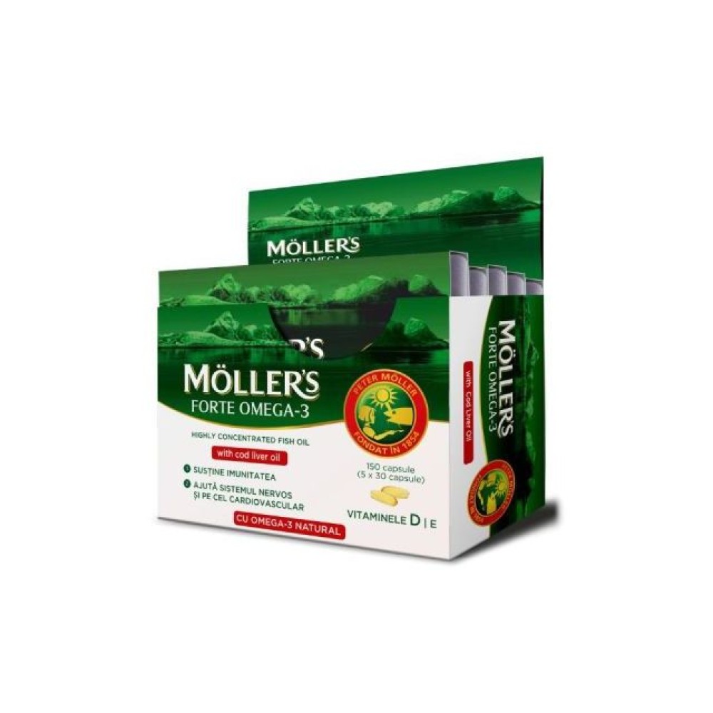 Mollers | Forte Omega - 3 | Συμπλήρωμα Διατροφής Ιχθυέλαιο & Μουρουνέλαιο | 150 Κάψουλες