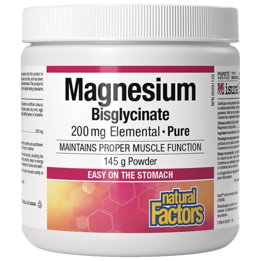 Natural Factors | Magnesium Bisglycinate Δυσγλυκινικό Μαγνήσιο σε Σκόνη 200mg | 145g 