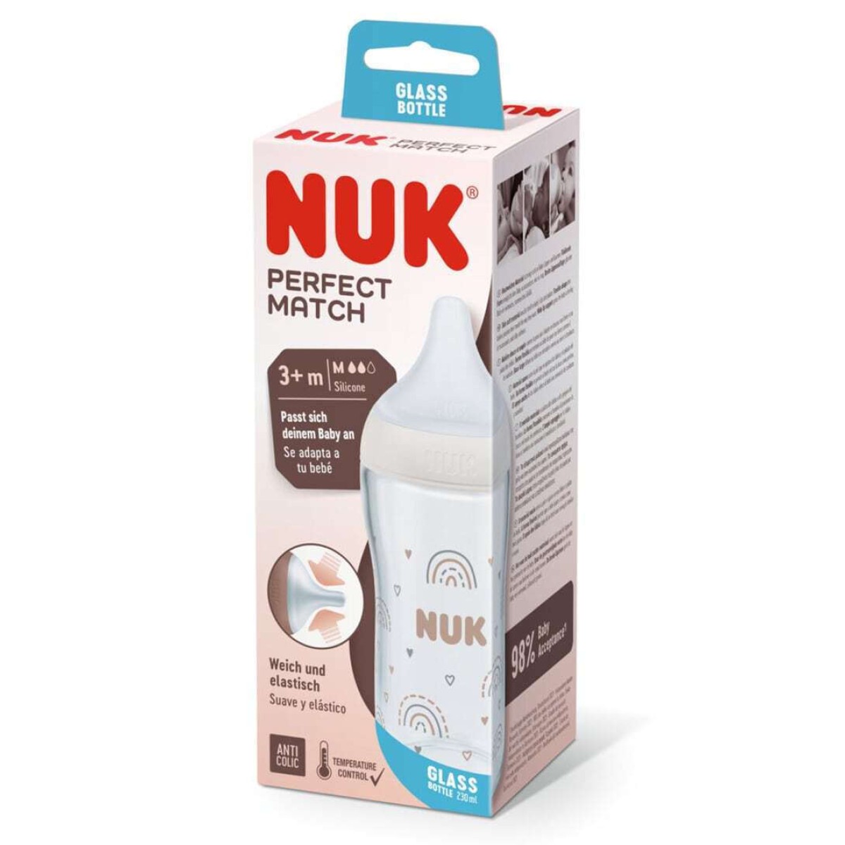 Nuk | Perfect Match Γυάλινο Μπιμπερό PP Medium 3m + | 230ml 
