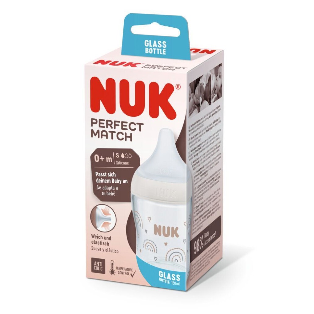 Nuk | Perfect Match Γυάλινο Μπιμπερό με Δείκτη Ελέγχου Θερμοκρασίας 0m + | 120ml Nuk | Perfect Match Γυάλινο Μπιμπερό με Δείκτη Ελέγχου Θερμοκρασίας 0m + | 120ml